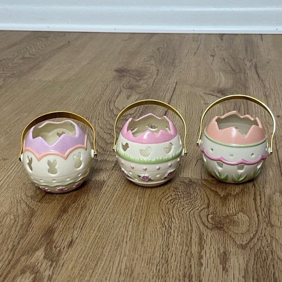Lenox Other - Lenox Easter Egg Basket Votive Tea Candle Holder Set of 3 Tulip Bunny Chick